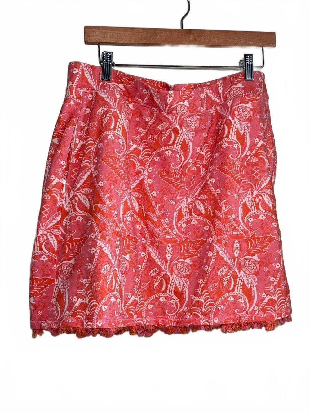Spartina 449 Pink Paisley Fringe Skort Size XL Cotton Blend